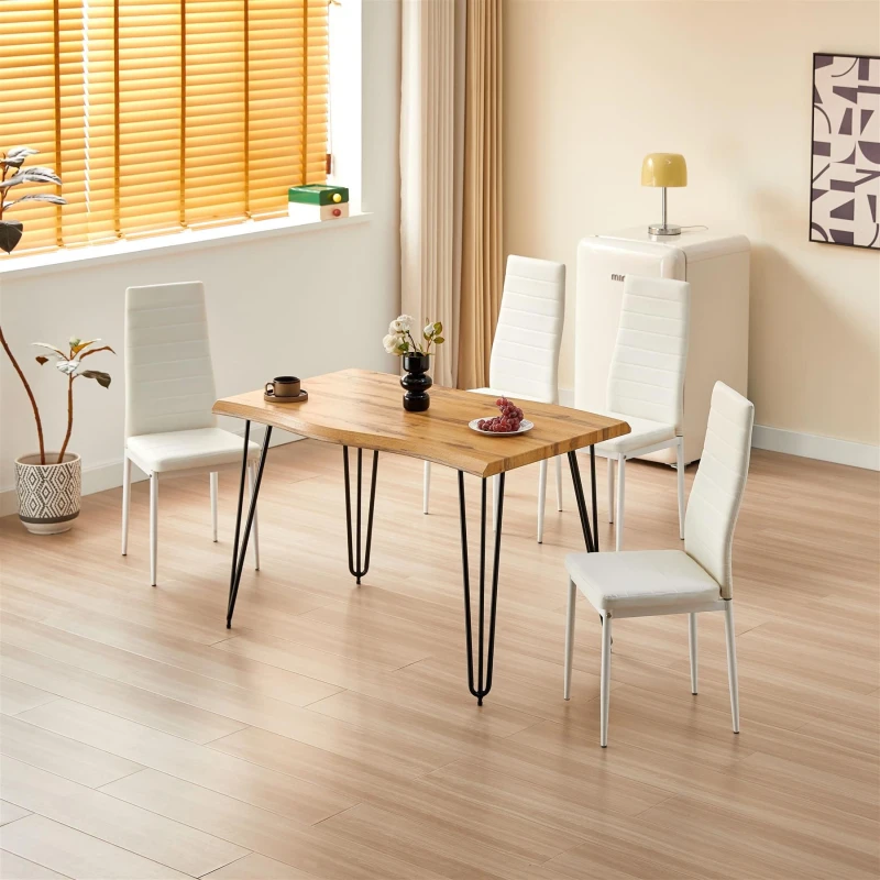 Image of Kosy Koala Dining Table(117X77X75Cm) And 4 White Metal Chairs Set, Multi ARIZ117+4WHIMTL