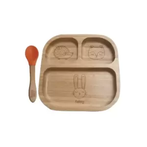 Image of Personalised Woodland Bamboo Suction Plate and Spoon