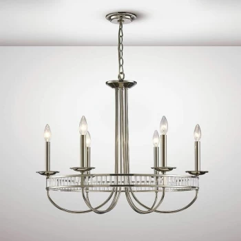 Image of Saskia round pendant light 6 bulbs E14 Polished Nickel / crystal