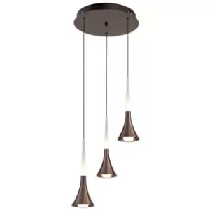Image of 3 Light Round Ceiling Cluster Pendant, 3 x 5W LED, 3000K, 447lm, Satin Brown - Luminosa Lighting