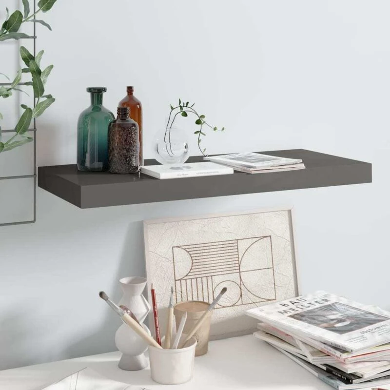 Image of VIDAXL Vidaxl - Floating Wall Shelf High Gloss Grey 60x23.5x3.8cm mdf 8720286074213