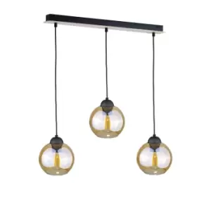 Image of Ambre Bar Pendant Ceiling Light Wood, 60cm, 3x E27