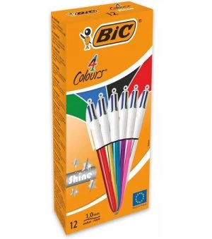 BIC 4 Colour Shine Assorted PK12