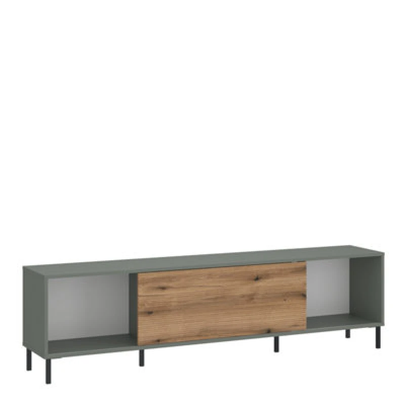 Image of Furniture To Go Darwin TV Cabinet 1 Door 50Cm High In Green/oak