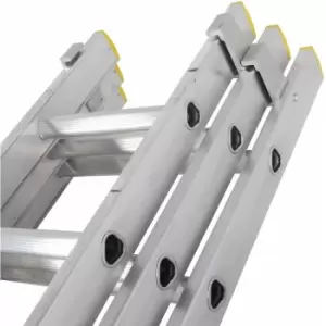 Image of 27 Rung Aluminium triple Section Extension Ladders & Stabiliser Feet 2.5m 5.5m
