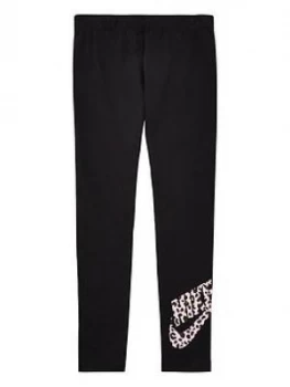 Image of Nike Older Favourite Printed Legging, Black/Pink Size M 10-12 Years, Women