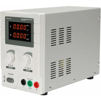 image of DC Lab Power Supply 0-30 VDC / 0-5A Max Dual LED Display - Velleman