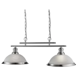 image of Bistro 2 Light Ceiling Pendant Bar Satin Silver, Acid Glass, E27