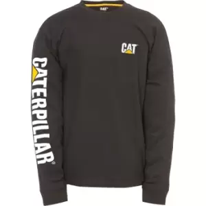 image of Caterpillar Mens Trademark Banner Long Sleeve T-Shirt Black 2XL