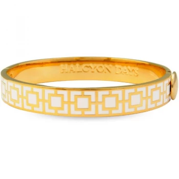 image of 1cm Mosaic Cream & Gold Hinged Bangle