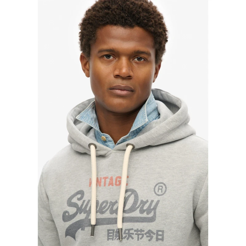 Image of Superdry Logo Heritage Hoodie College Grey male X Large