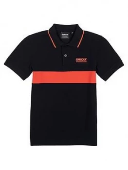 Image of Barbour International Boys Block Stripe Polo - Black, Size 8-9 Years