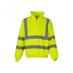 image of Yoko Unisex Zip Neck Hi-Vis Sweatshirt (XXL) (Yellow) - Yellow