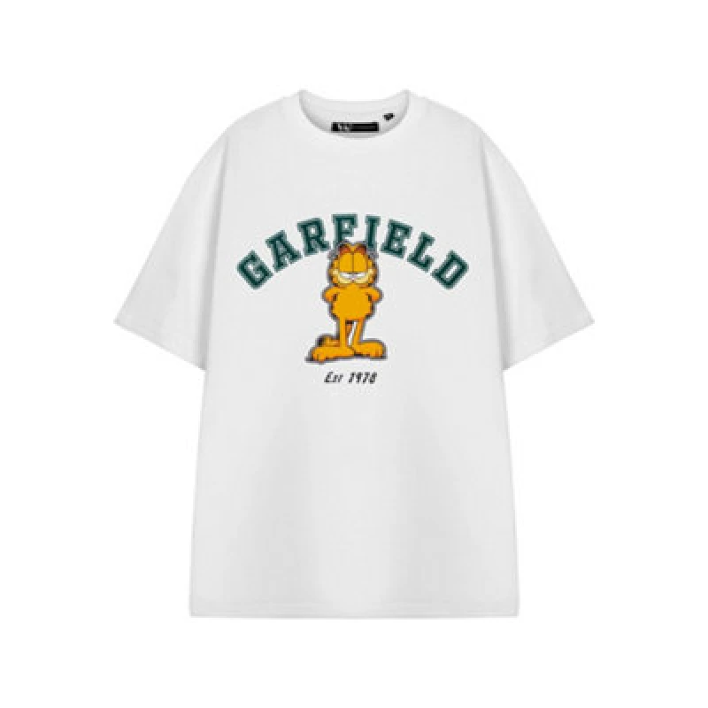 Image of Garfield Garfield Short Sleeved T-Shirt in White Size: Small White S Unisex 5063203900909