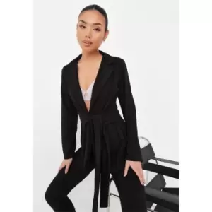 image of Missguided Jersey Tailored Wrap Blazer - Black