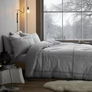 Image of Catherine Lansfield Berwick Tweed 100% Brushed Cotton Duvet Cover Set, Grey, King
