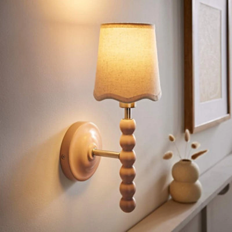 Image of Valuelights Bobbin Pink Wall Light With Scallop Shade