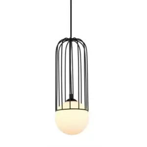 Italux Simon - Modern Hanging Pendant Black 1 Light with Black, White Shade, G9