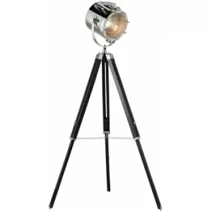 Image of Loops - Industrial Tripod Floor Lamp Matt Black E27 Theatre Spot Light Standing Height