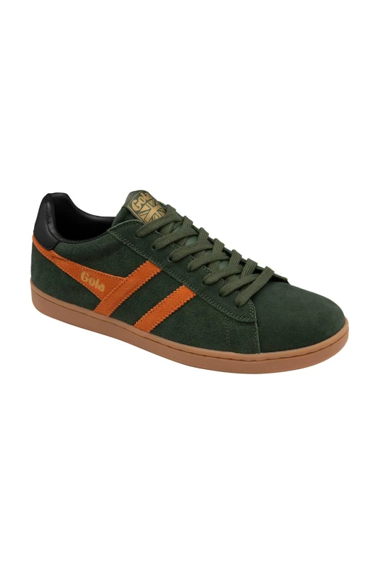 Image of Gola Classics Mens 'Equipe Suede II' Suede Lace-Up Trainers in Khaki Size: 6 Khaki Male 6