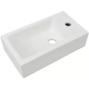 Image of Basin with Faucet Hole Rectangular Ceramic White 46x25.5x12cm Vidaxl White