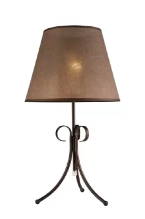 image of Lorenzo Table Lamp With Fabric Shade Brown, 1x E27