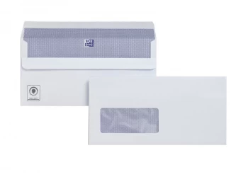 Image of Plus Fabric Wallet Envelopes 110gm2 Press Seal Window DL White 1 x Pack of 250