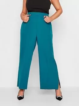 Image of Yours Split Flare Trouser Teal, Blue, Size 14, Women