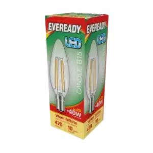 image of Eveready LED Filament Candle 470LM B15 SBC 4W 27000K