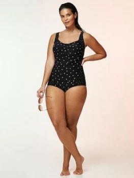 Image of Evans Spot Tankini Top - Black/White, Size 28, Women