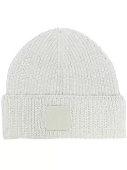 image of C.P COMPANY Logo-patch Ribbed Beanie Light Green