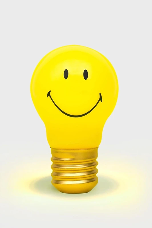 Image of Cordless Rechargeable Smiley Lightbulb Shaped Night Light