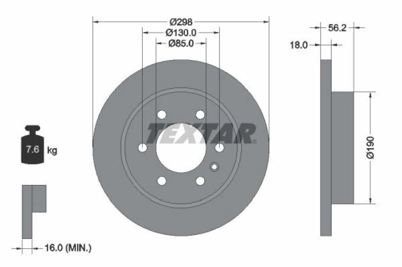 Image of Brake disc TEXTAR 92301003