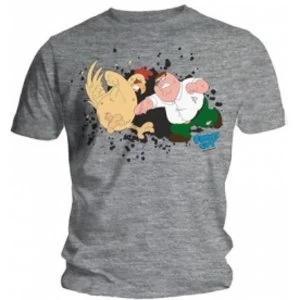 image of Family Guy Chicken Fight Mens Grey T Shirt: Large