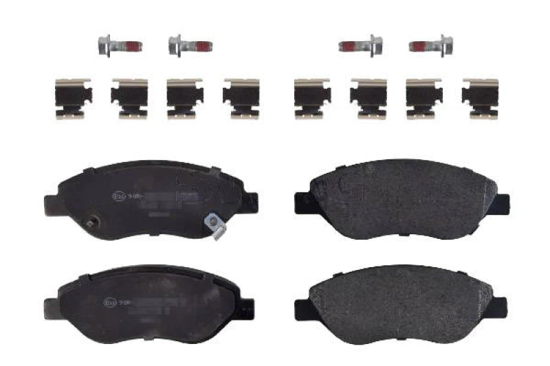 Image of SWAG 33 10 1792 Brake pad set Front Axle, with acoustic wear warning, with fastening material Brake Pad Set,disc brake (402)