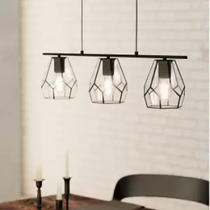 image of EGLO Mardyke Glass Steel 3L Pendant Light