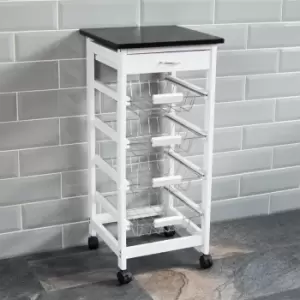 image of Chef Vida 4-Tier Wooden Kitchen Trolley - White