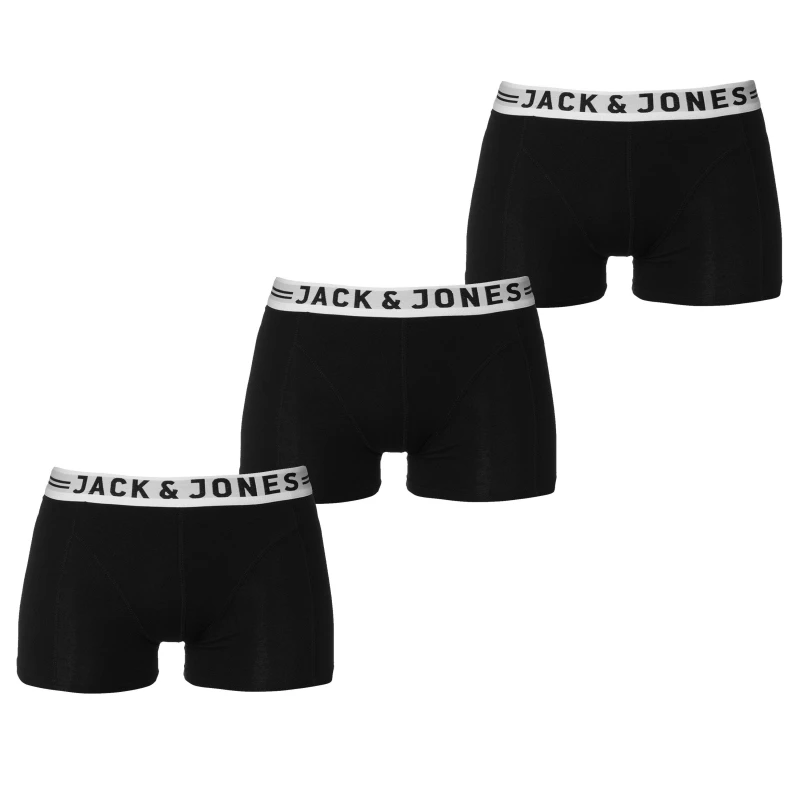 Image of Jack and Jones Sense 3 Pack Trunks Mens Black male Medium
