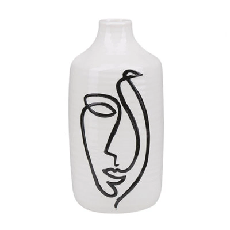 Image of Beliani Flower Vase Aenus Stoneware 22cm White