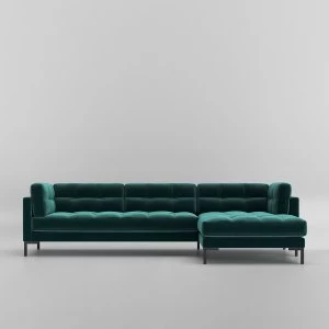 Image of Swoon Landau Velvet Corner Sofa - Right Hand Side - Corner Sofa - King Fisher