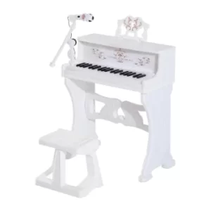 Image of Homcom 37 Key Battery Keyboard with Microphone, White