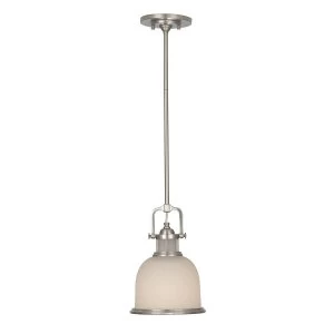 Image of 1 Light Dome Ceiling Mini Pendant Brushed Steel, E27