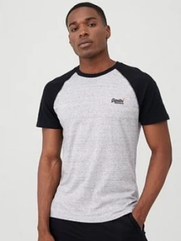 Image of Superdry Orange Label Classic Baseball T-Shirt - Grey Marl, Dark Grey, Size XL, Men