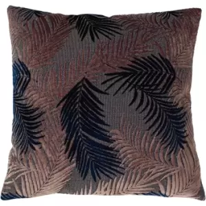 Image of Paoletti Palm Grove Cushion Cover (One Size) (Blush Pink/Navy)
