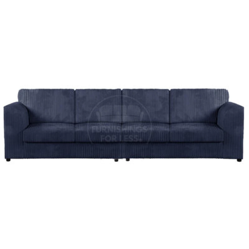 Image of Furnishings For Less UK Luxor Long Fabric Jumbo Cord 4 Seater Sofa - Full Back Navy Blue