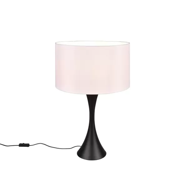 Image of Sabia Modern 40cm Table Lamp with Round Shade Black Matt