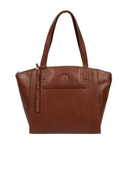 image of Pure Luxuries London Jura Vintage Leather Zip Top Handbag - Cognac