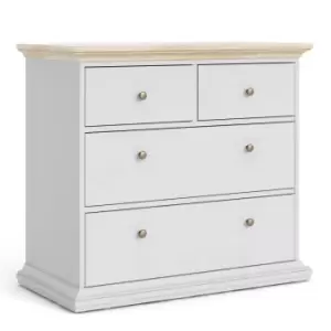 image of Paris Chest Of 4 Drawers In White And Oak Effect