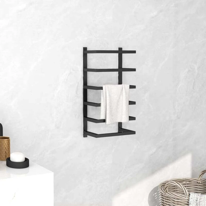 Image of VIDAXL Towel Rack Black 24x12x48cm Steel Vidaxl 8720286504222