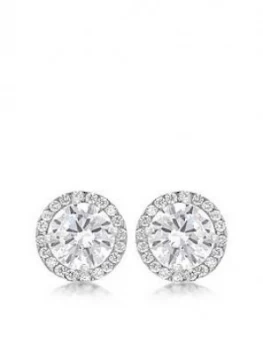 image of Love Gold 9Ct White Gold Round Cubic Zirconia And Pave Set 9Mm Stud Earrings